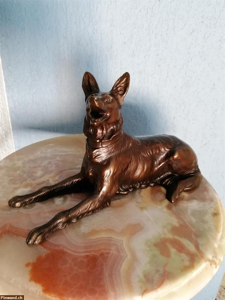 Bild 3: zu verkaufen: Schäferhund-Figur Metall Broncefarbig