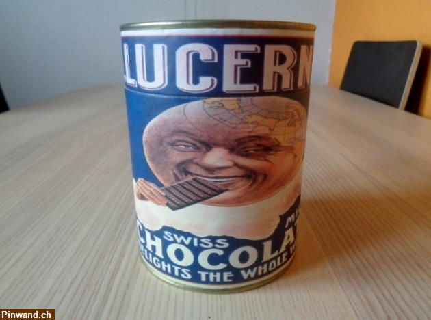 Bild 1: Alte Vintage Büchse "Lucerna Swiss Milk Chocolate" zu verkaufen