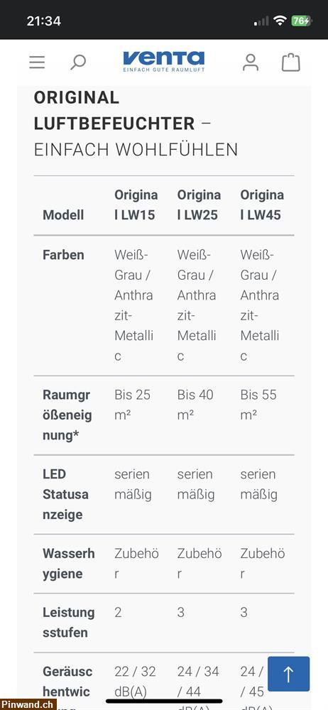 Bild 6: Luftbefeuchter Venta LW45 Original 55m2 zu verkaufen