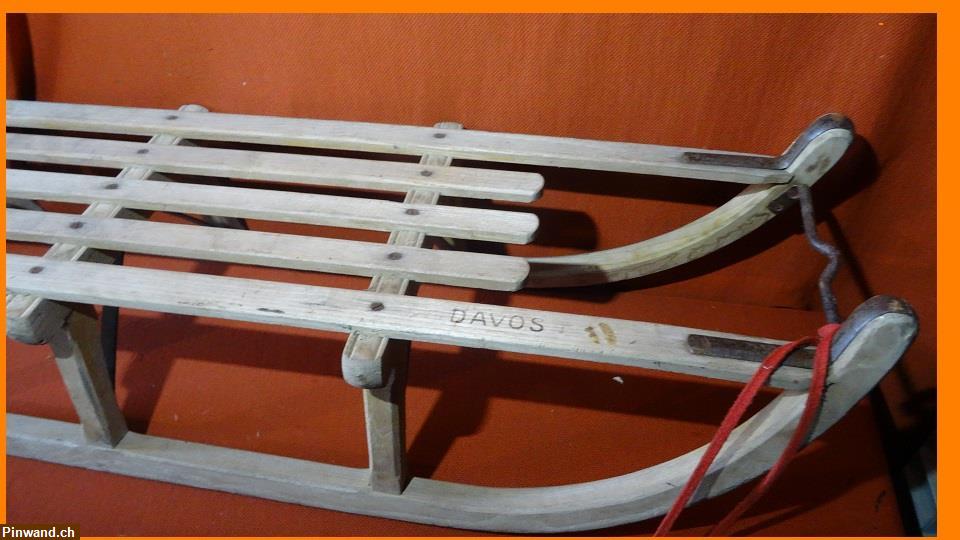 Bild 3: Alter Davoser Holz Schlitten zu verkaufen