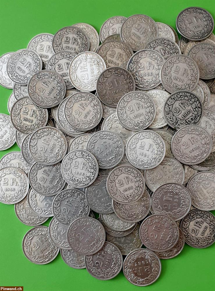Bild 1: 100 Stück 2 Franken Silbermünzen viele alte und Rare dabei