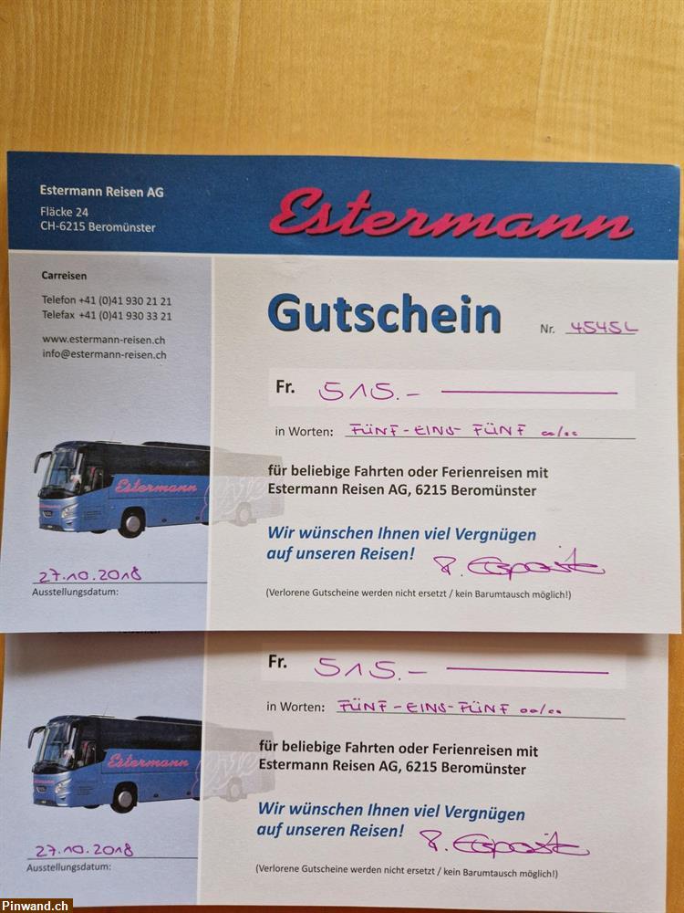 Bild 1: Reisegutschein Estermann Reisen zu verkaufen