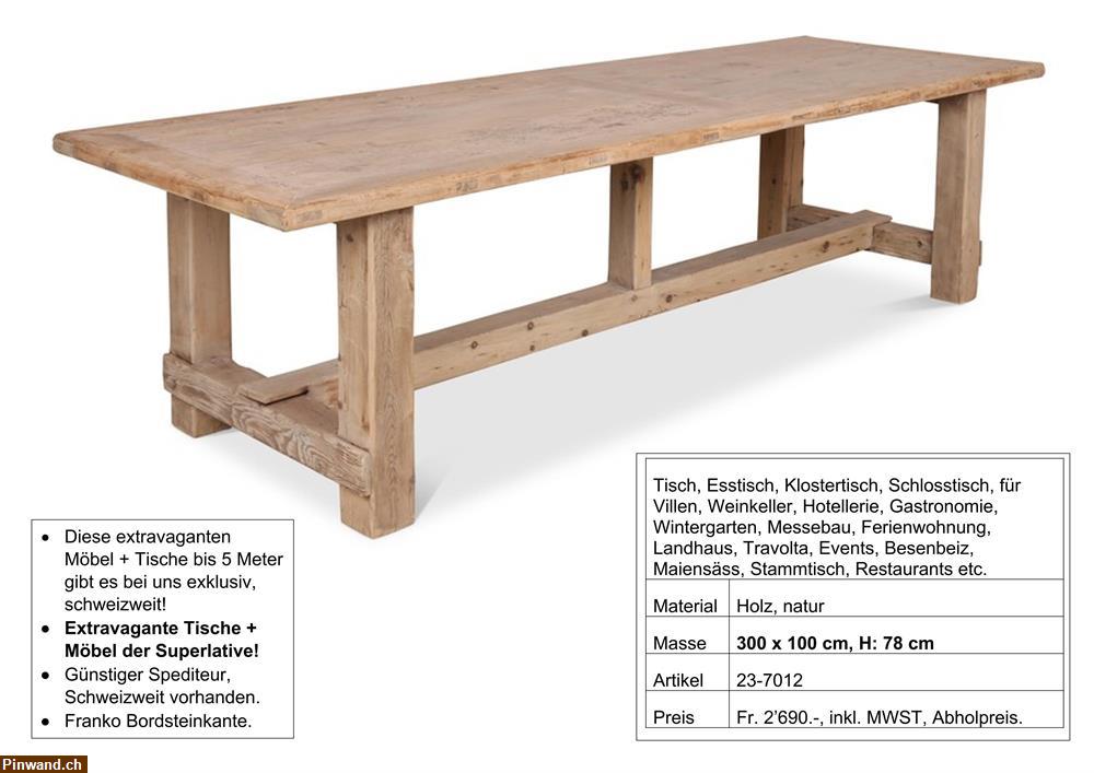 Bild 1: Tisch, massiv Holz, mit Fusssteg, 300 x 100 cm, H: 78 cm