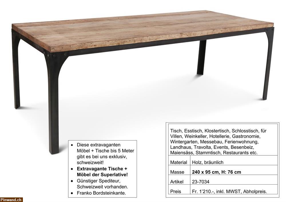 Bild 1: Tisch, massiv Holz, mit Metall Untergestell zu verkaufen