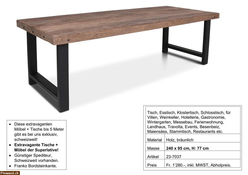 Bild 1: Tisch, Holz Metall Bügel Füsse zu verkaufen