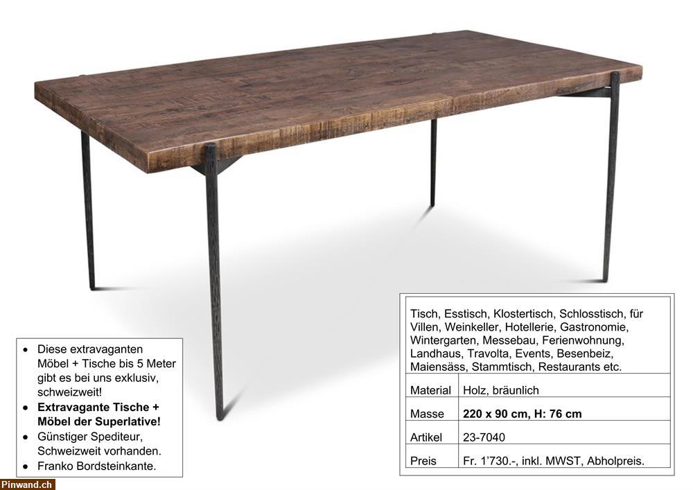 Bild 1: Tisch, Holz Metall Untergestell  filigran, 220 x 90 cm