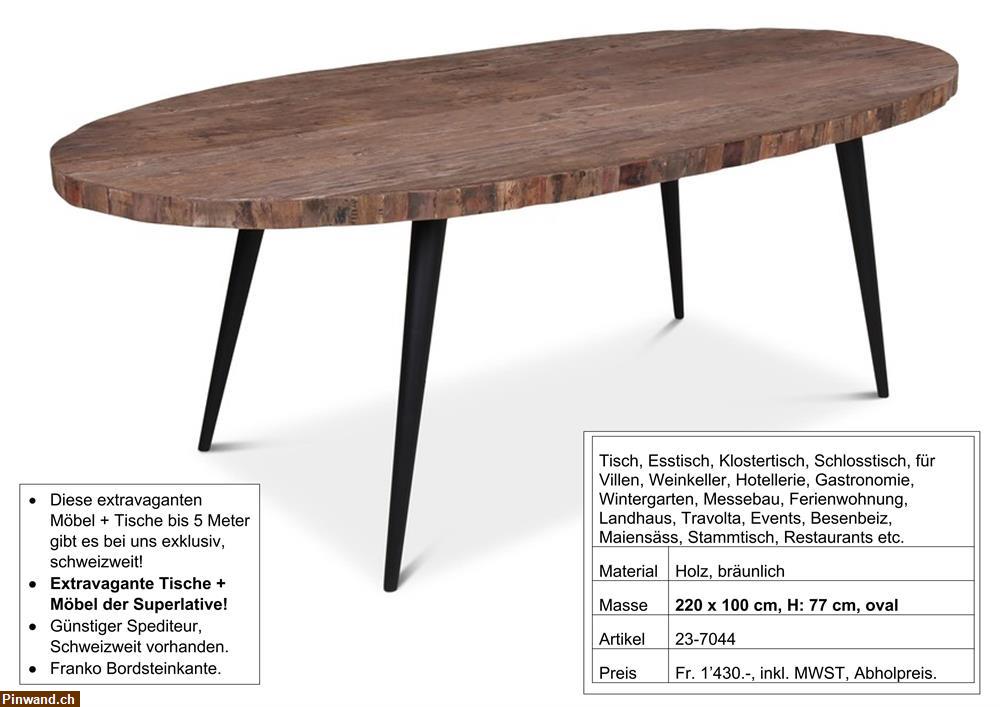 Bild 1: Tisch, Holz, oval 4 Beine filigran zu verkaufen