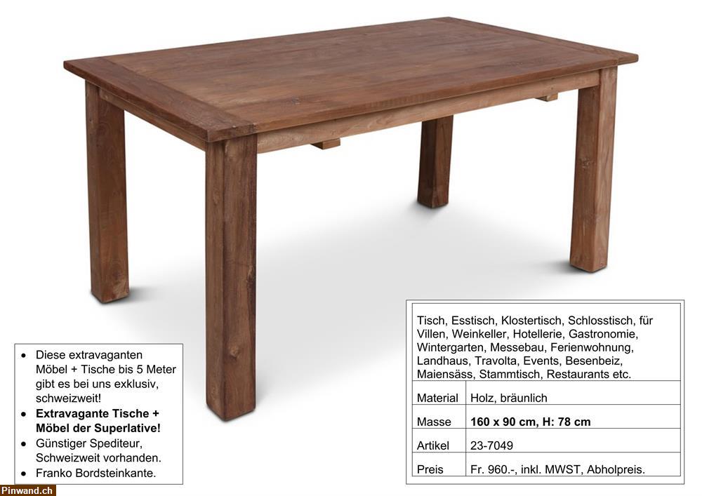 Bild 1: Tisch, massiv Holz, 160 x 90 cm, H: 78 cm rechteckig