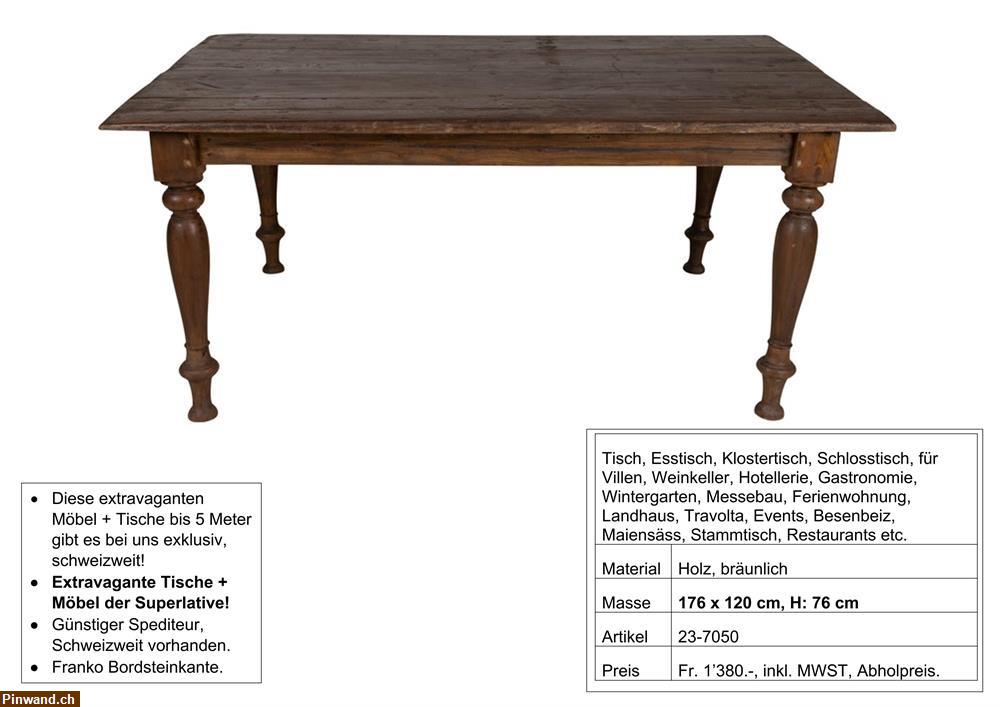 Bild 1: Tisch, Holz, mit gedrechselten Beinen zu verkaufen