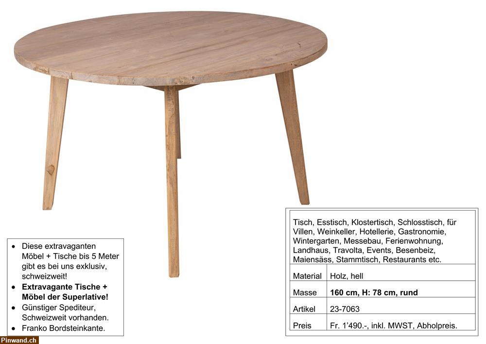 Bild 1: Tisch, Holz, massiv rund, hell zu verkaufen