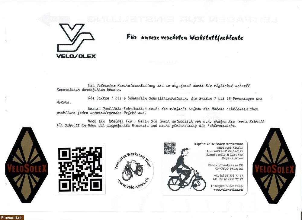 Bild 1: Velosolex Reparaturanleitung - Solex Betriebsanleitung zu verkaufen