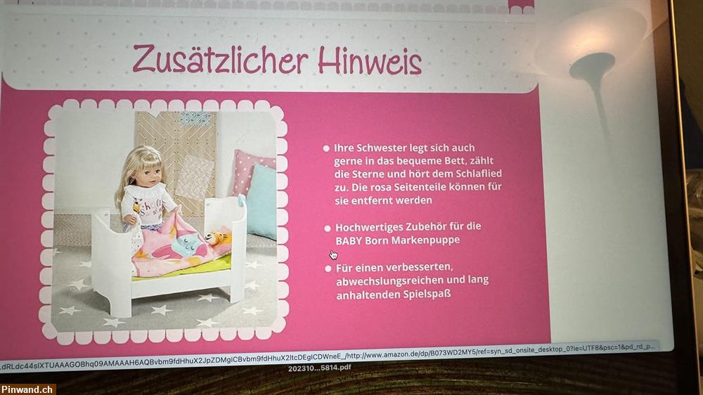 Bild 4: Babyborn Sleepwell-Bett für 45cm Puppe zu verkaufen