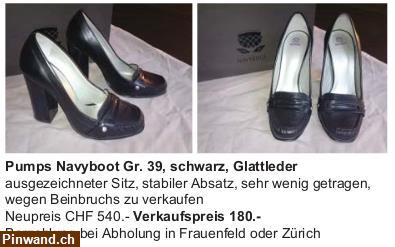 Bild 1: Pumps Navyboot Gr. 39, schwarz, Glattleder zu verkaufen