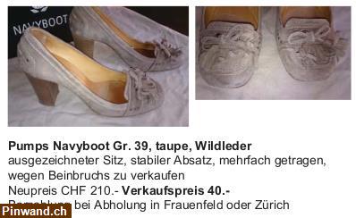 Bild 1: Pumps Navyboot Gr. 39, taupe, Wildleder zu verkaufen