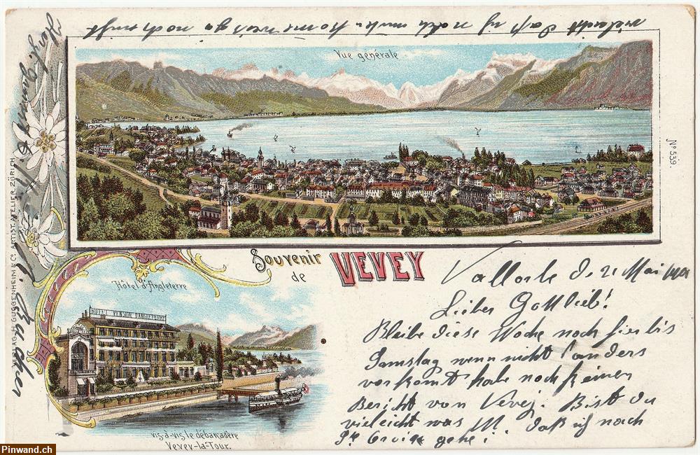 Bild 1: Ansichtskarte: Vevey - (1901)