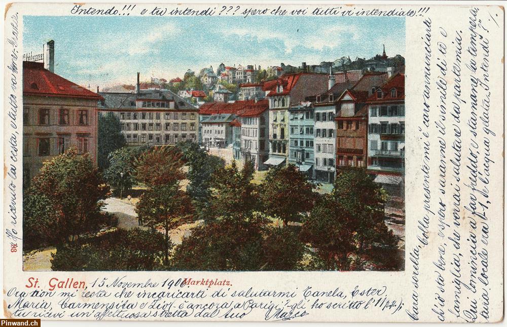 Bild 1: Ansichtskarte:  St. Gallen, Marktplatz - (1906)