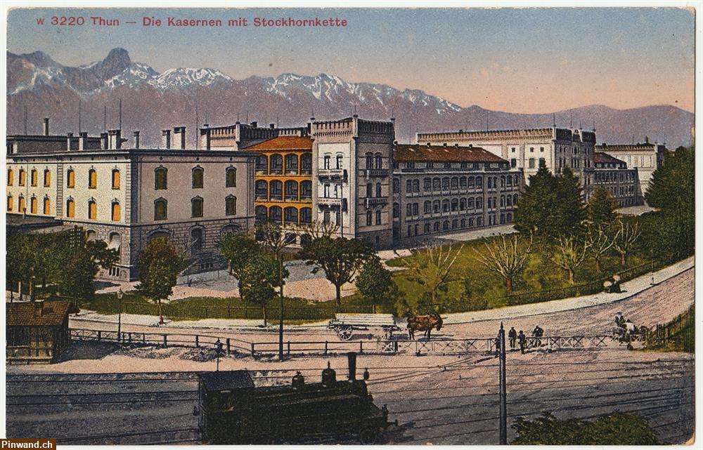 Bild 3: Ansichtskarte:  Thun.  Die Kasernen  - (1925)