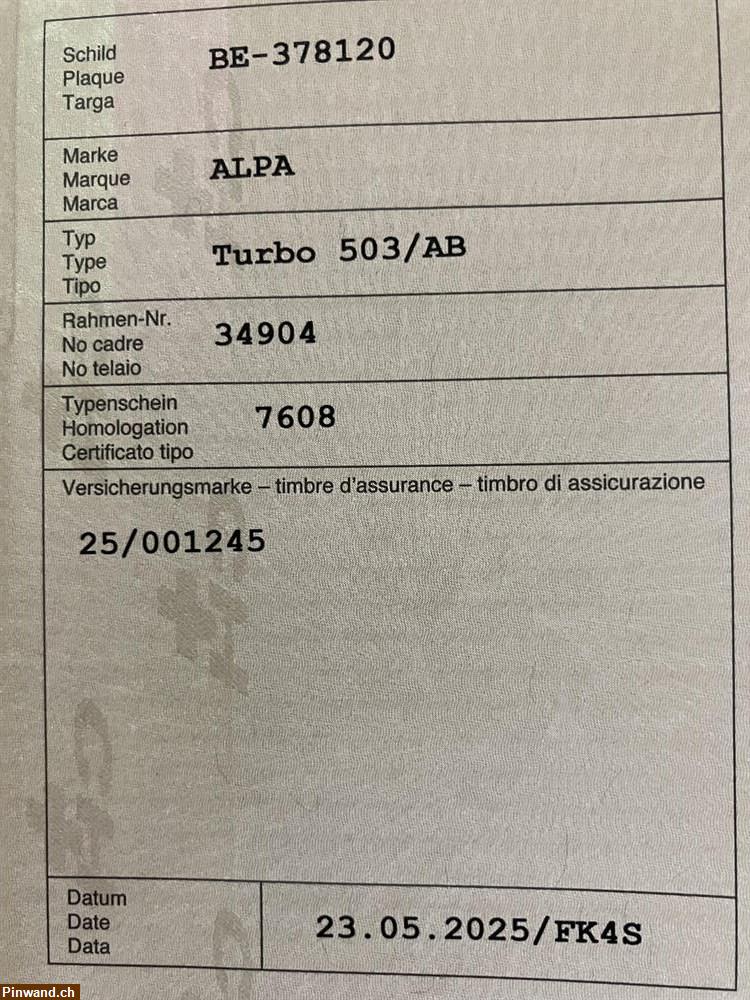 Bild 5: Occasion Mofa Sachs ALPA 503 Turbo