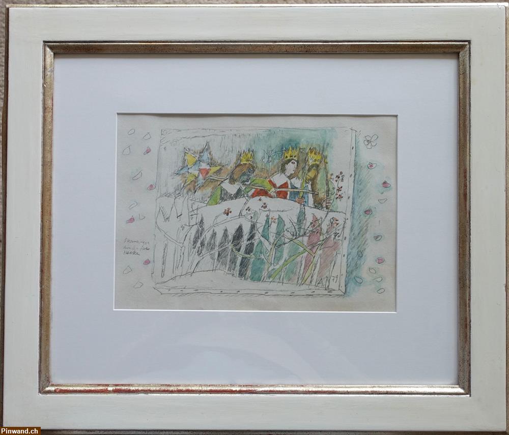 Bild 1: Alois Carigiet "Sternsinger hinter der Hecke"