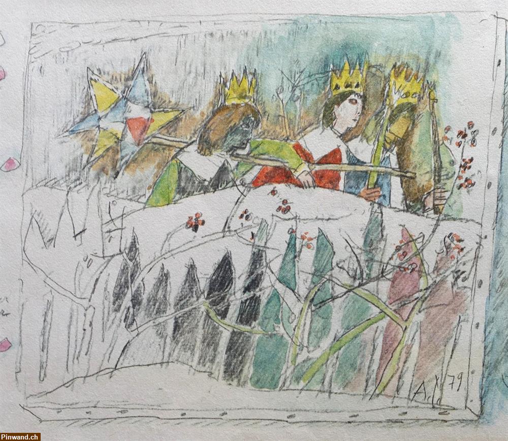 Bild 2: Alois Carigiet "Sternsinger hinter der Hecke"