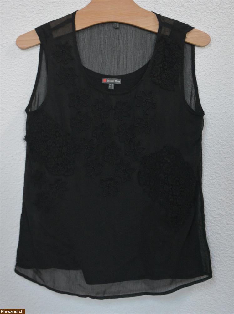 Bild 3: Ärmelloses schwarzes Top, doppellagig von Street One