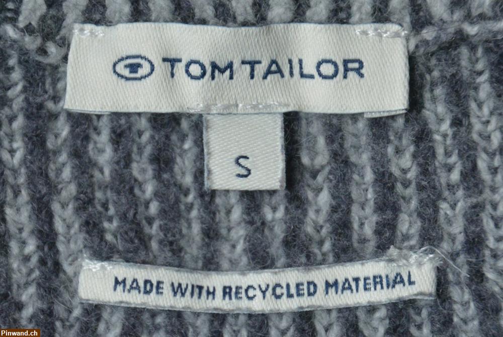 Bild 3: Grau/weiss melierter Damen Stehkragen-Pullover von Tom Tailor