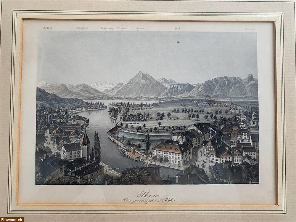 Bild 1: Schöner, seltener historischer Stich von Thun BE