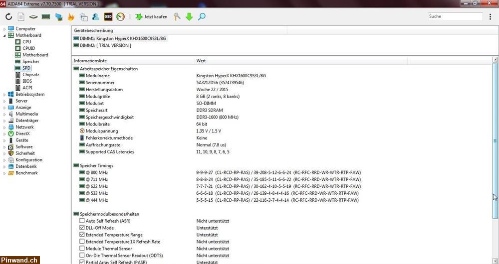Bild 7: HyperX 8GB RAM DDR3L PC312800H (800 MHz) - Getestet