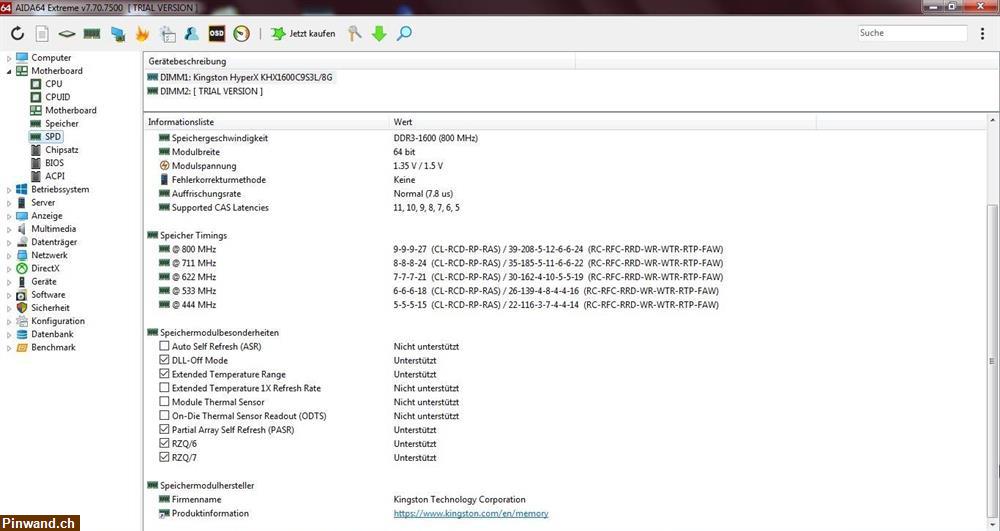 Bild 8: HyperX 8GB RAM DDR3L PC312800H (800 MHz) - Getestet