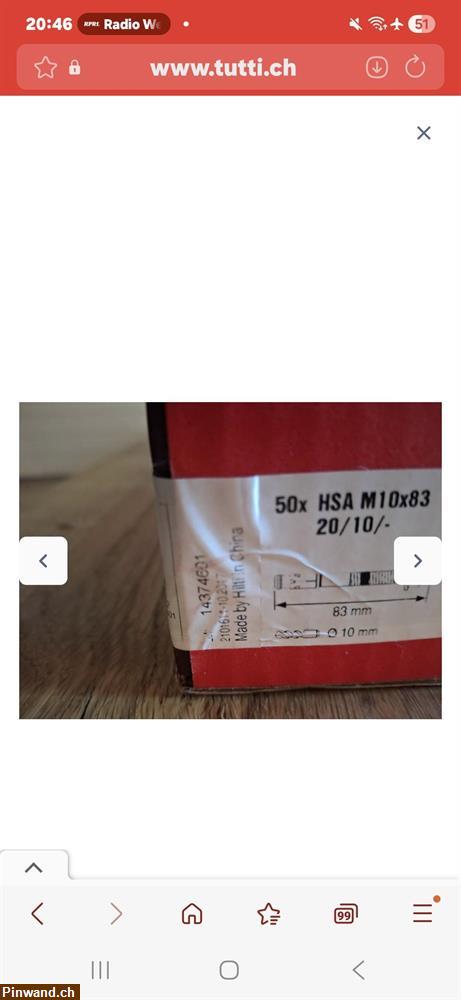 Bild 2: Hilti Bolzenanker HSA 10x83 zu verkaufen