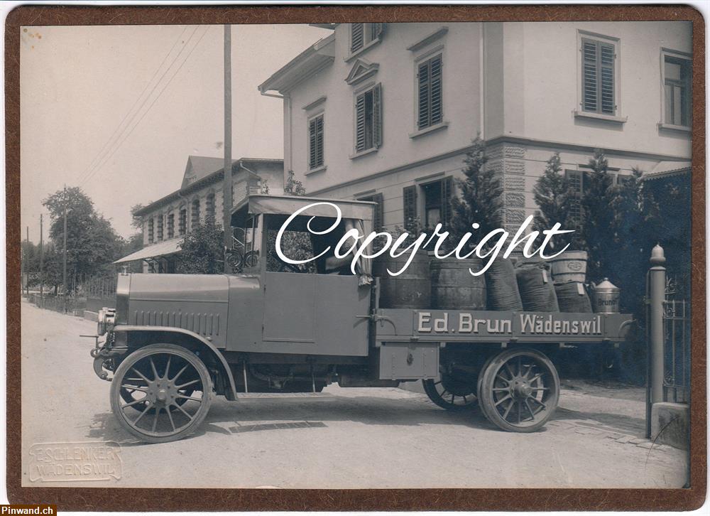 Bild 1: Saurer Lastwagen, Ed. Brun - Wädenswil um 1920 / Vintage
