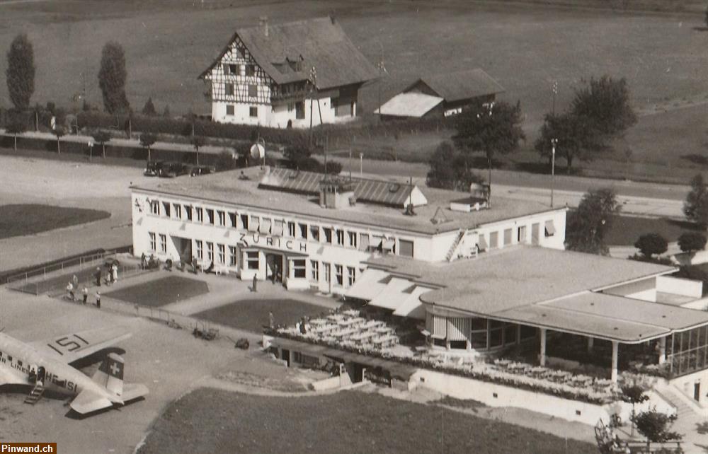 Bild 2: Alte Ansichtskarte um 1938 / "Swissair" in Dübendorf