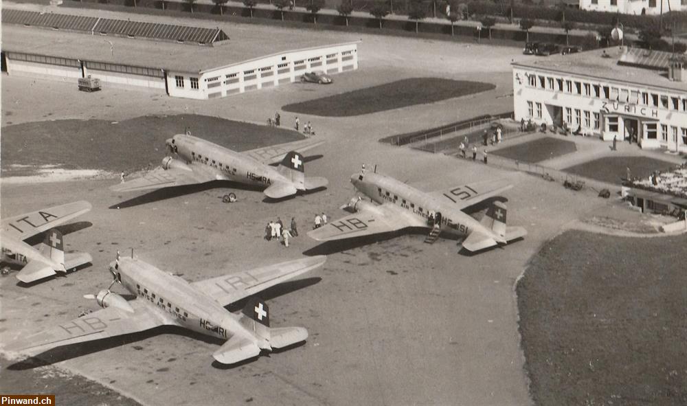 Bild 4: Alte Ansichtskarte um 1938 / "Swissair" in Dübendorf