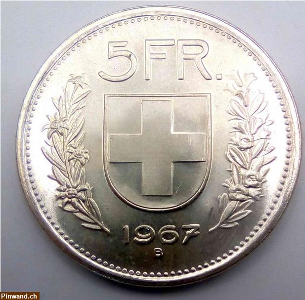Bild 1: 5 Franken 1967 SILBER Stempelglanz zu verkaufen