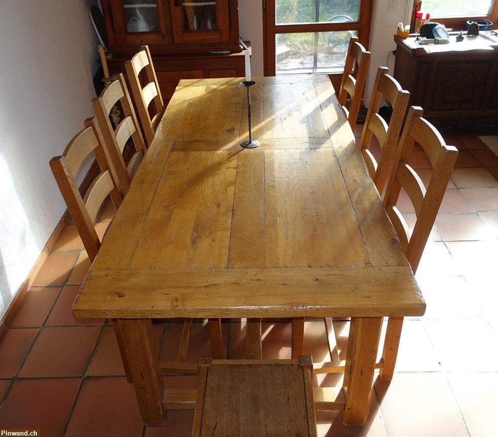 Bild 4: Klostertisch, ausziehbar mit Stühle, Hocker zu verkaufen