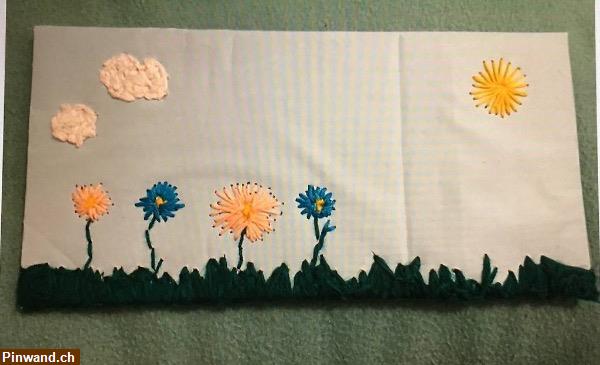 Bild 1: Blumenlandschaft Stickerei Gemälde zu verkaufen