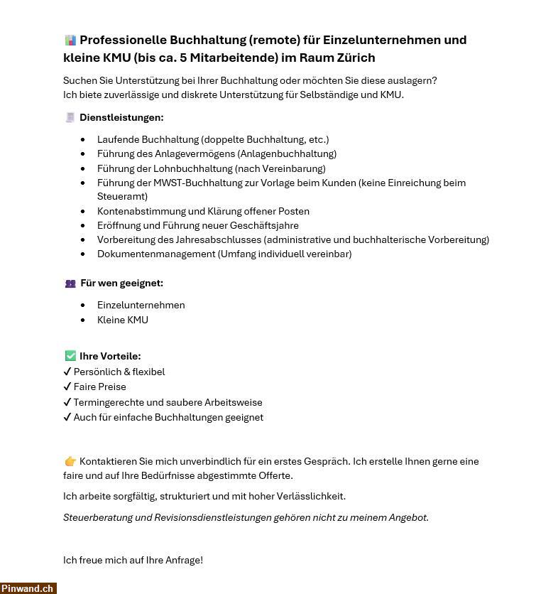 Bild 1: Professionelle Buchhaltung im Raum Zürich