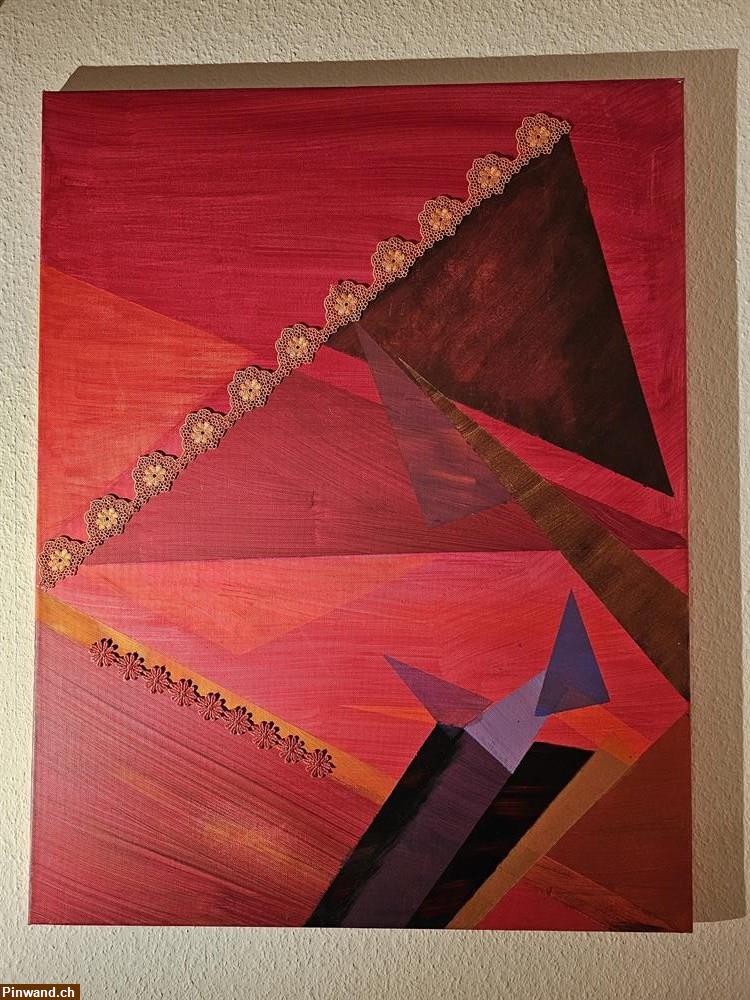 Bild 1: Bild handgemacht - 58 x 75 cm - Acrylfarben und Zierband