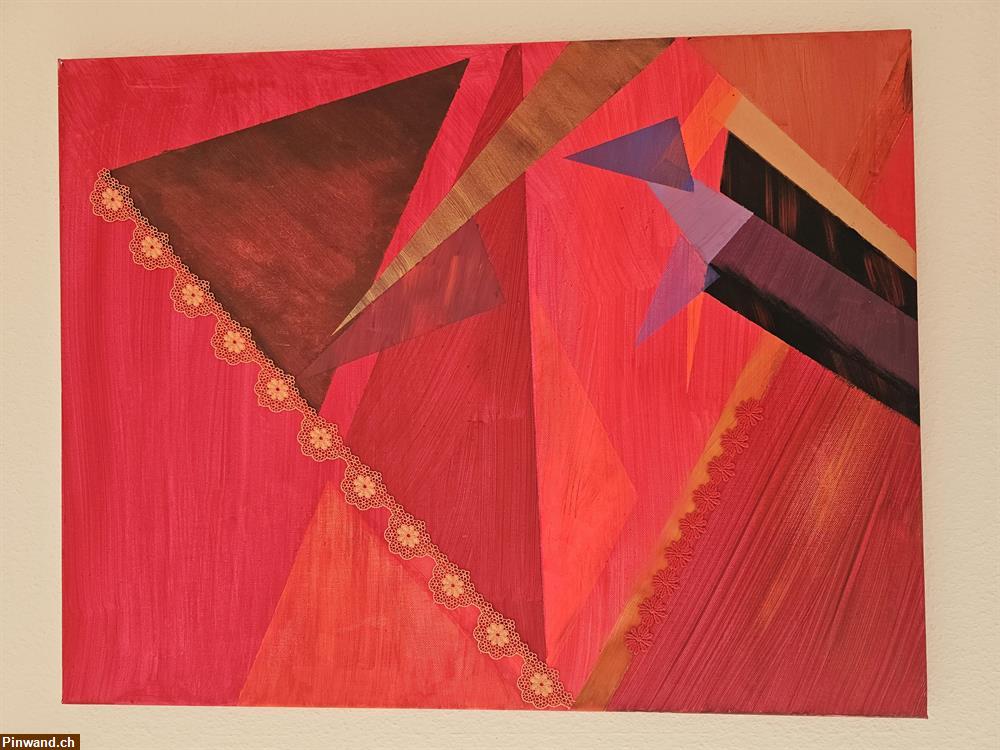 Bild 2: Bild handgemacht - 58 x 75 cm - Acrylfarben und Zierband