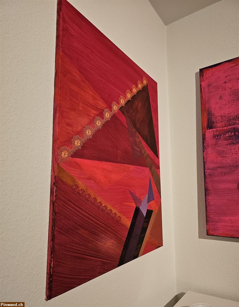 Bild 5: Bild handgemacht - 58 x 75 cm - Acrylfarben und Zierband