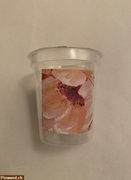 Bild 1: Deko Becher mit Stoffrosendeko in rosa, orange, grün, weiss, blau, lila, schwarz