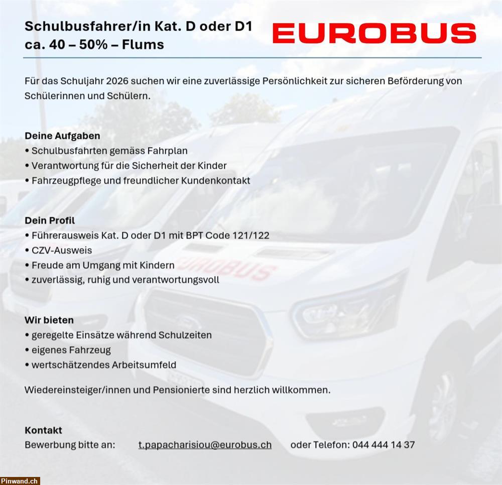 Bild 1: Schulbusfahrer/in Flums (ca.30-50%) gesucht