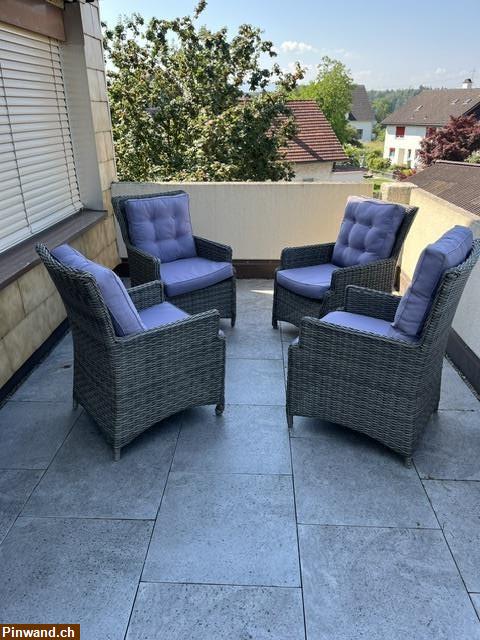 Bild 1: 4 Sessel Polyrattan mit Auflagen guter Zustand