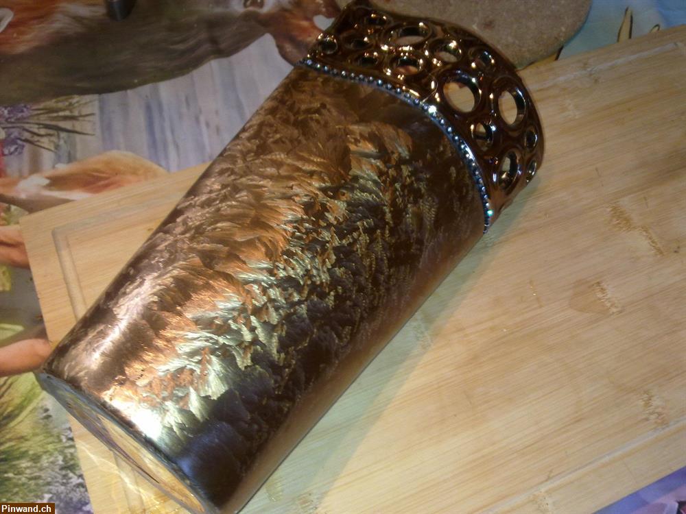 Bild 3: Blumenvase aus Keramik 29cm hoch vergoldet