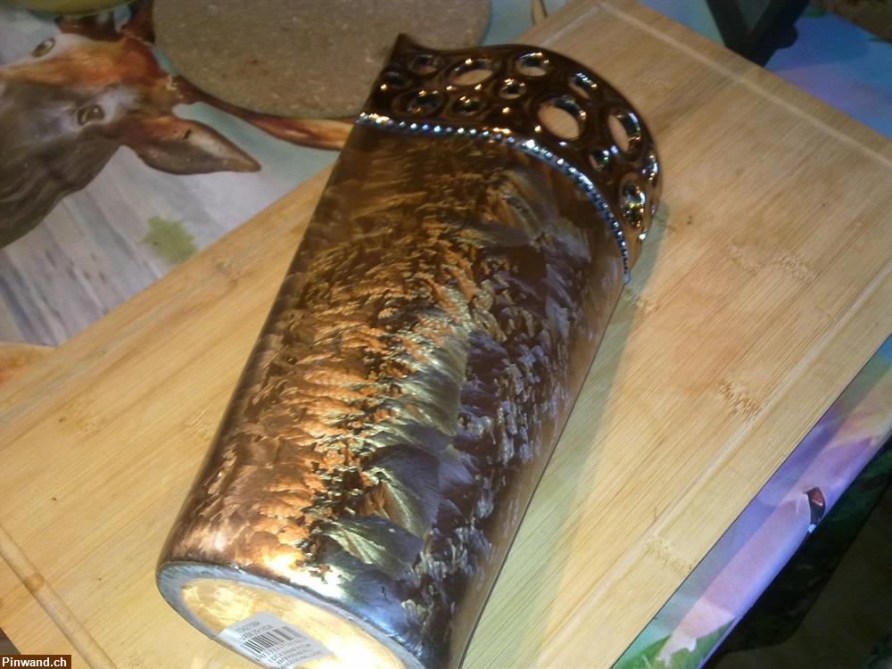 Bild 4: Blumenvase aus Keramik 29cm hoch vergoldet