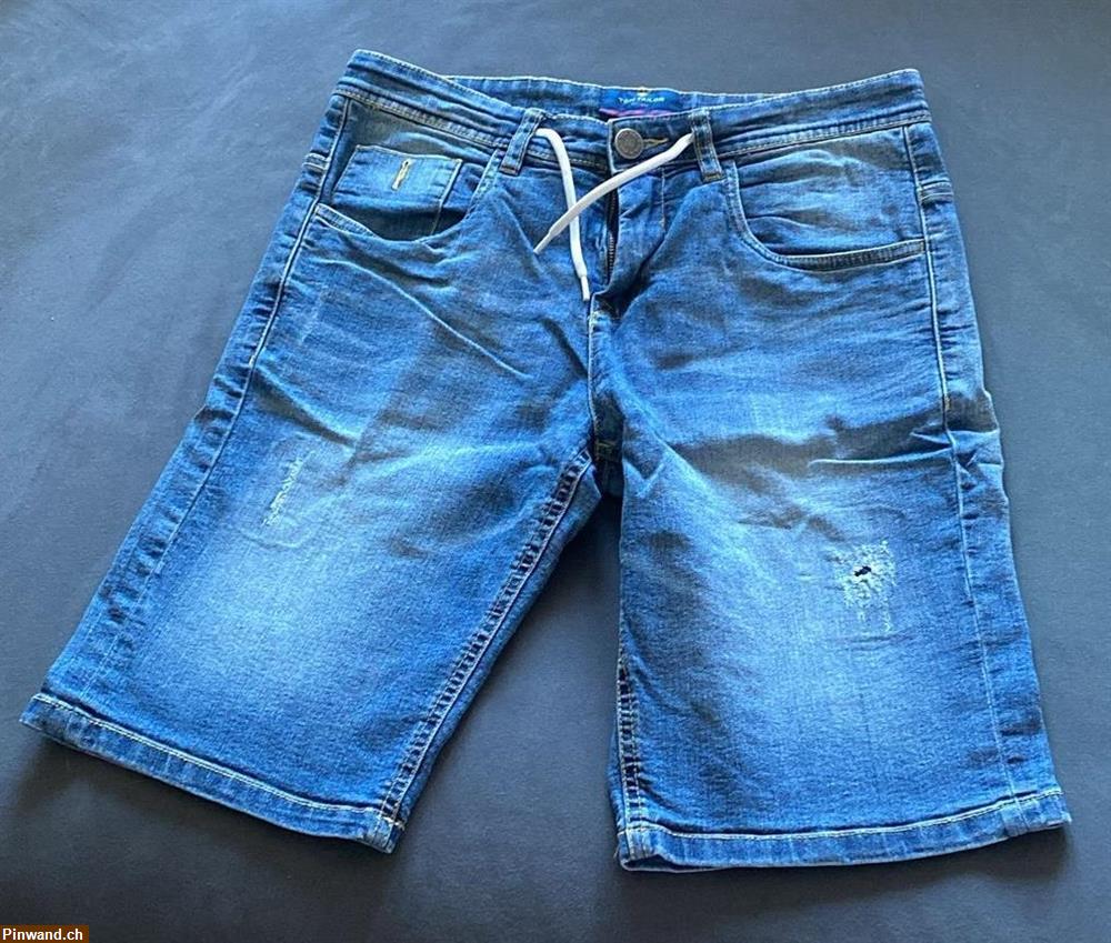 Bild 1: Gr. 164 blaue used-looked Jeans-Shorts von Tom Tailor