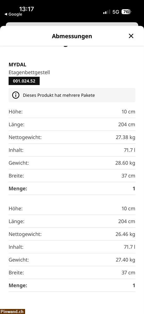 Bild 6: Gut erhaltenes Mydall Bett/90x200