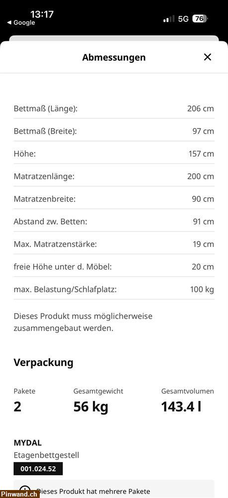 Bild 7: Gut erhaltenes Mydall Bett/90x200