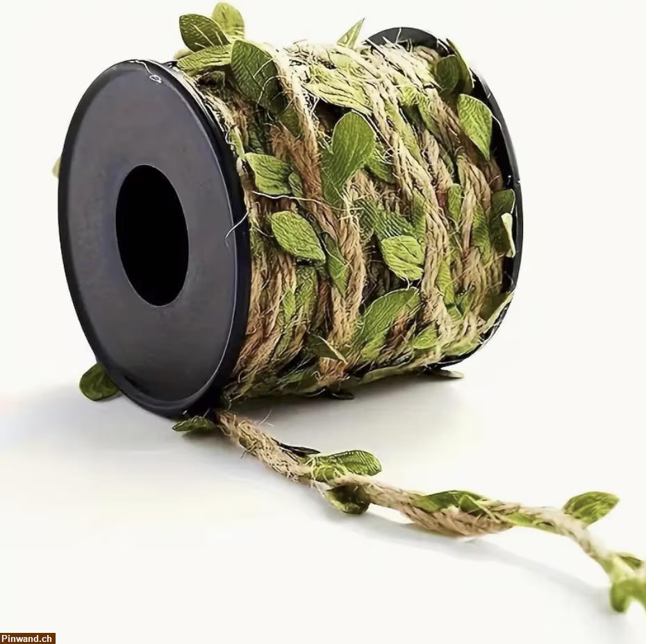 Bild 1: 1 Rolle Jute-Hanfseil mit Blättern zu verkaufen