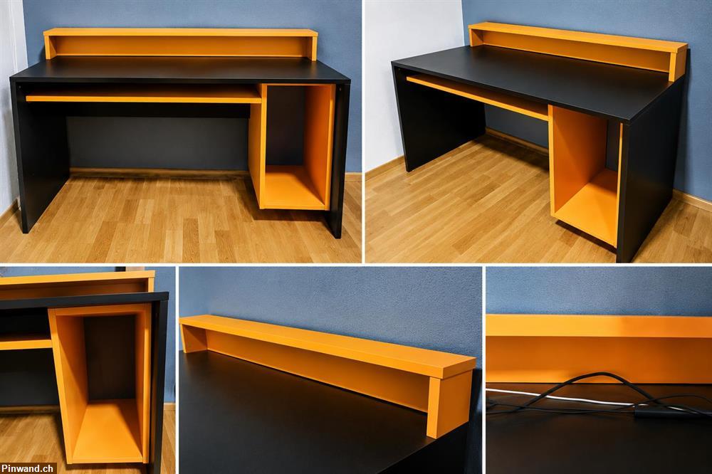 Bild 1: Schreibtisch Schwarz/Orange zu verkaufen
